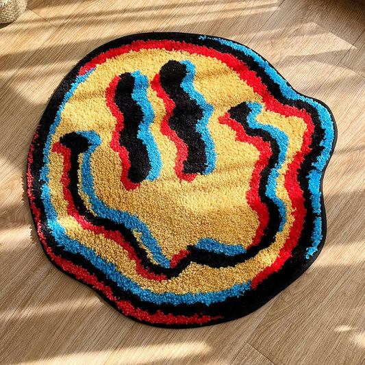 Trippy Smiling Face Tufted Area Rug