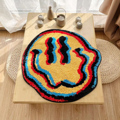 Trippy Smiling Face Tufted Area Rug